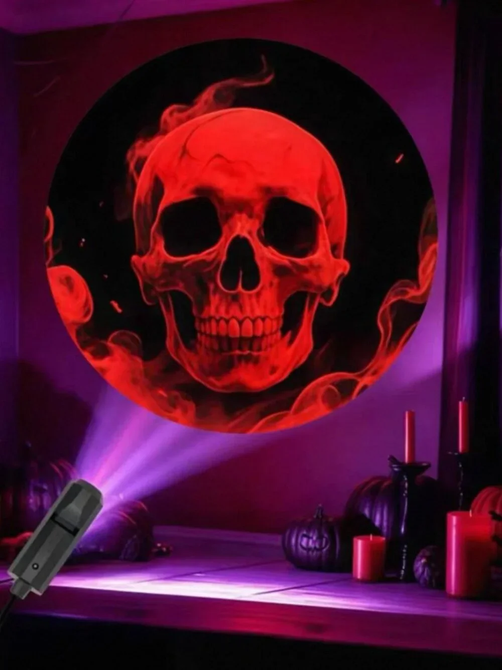 USB Halloween Projector Lamp 6 Patterns Ghost Skull Party Wall Decor Light